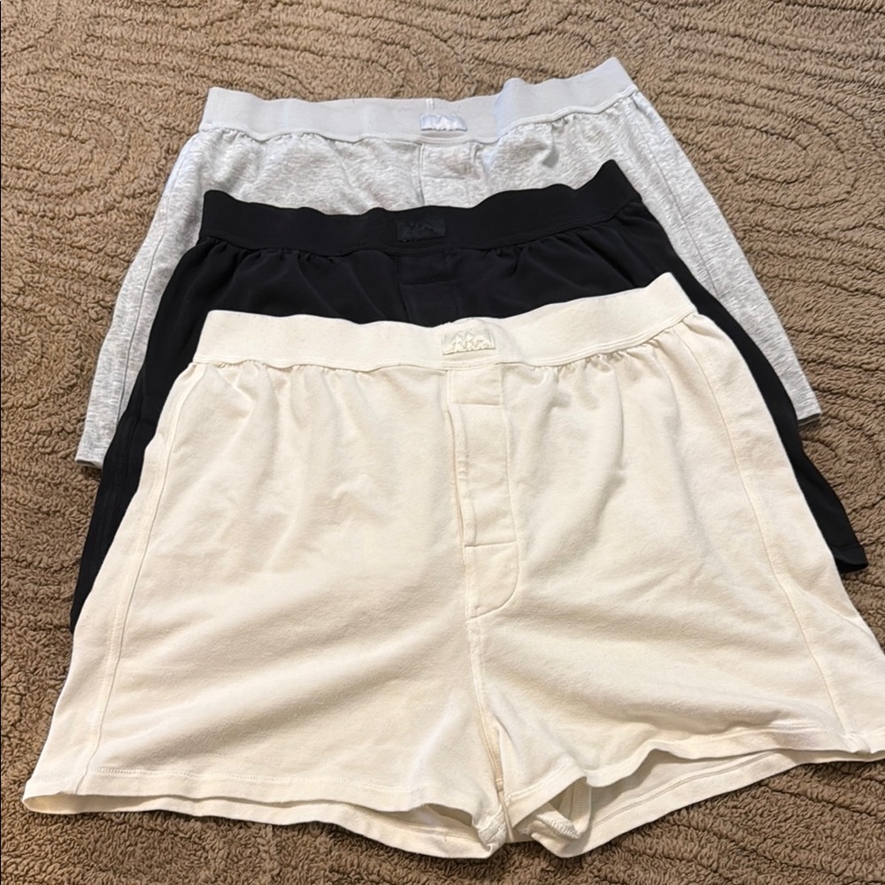 SKIMS Lot of 3 Loose Fit Boyfriend Shorts - Black, Gray, Cream Small